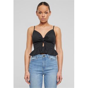 Urban Classics - Damestanktop - Zwart - Met Ruches - Spaghettibandjes