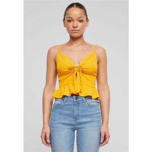 Top - Spaghetti Top - Jersey - Effen - V-hals, Cut-outs, Volant, Gedrapeerd