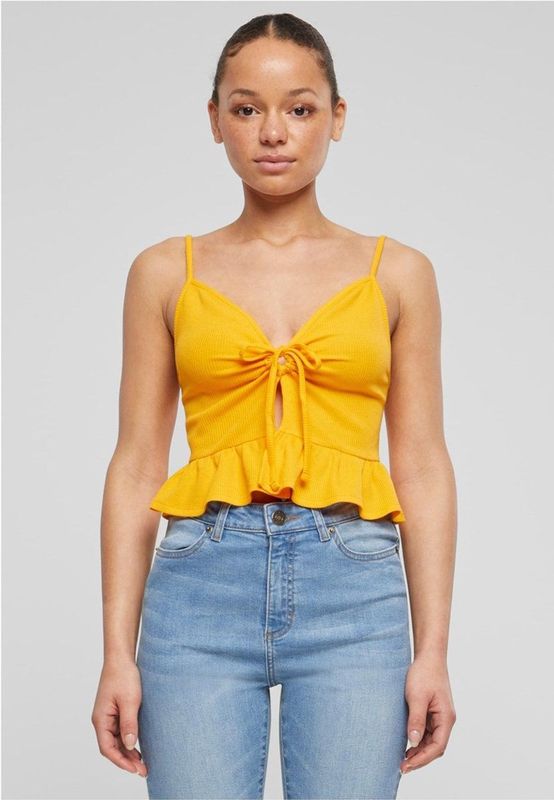 Top - Spaghetti Top - Jersey - Effen - V-hals, Cut-outs, Volant, Gedrapeerd