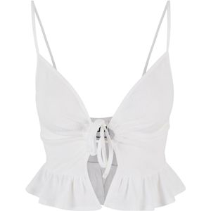 Urban Classics - Waffle Pique Ruffle Top - Wit