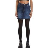 Strokenrok - Effen - Denim - Gefranjerde Zoom - Normale Pasvorm