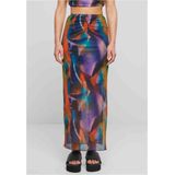 Urban Classics - Aop Mesh Tube - Hoge Taille Midi-rok - Multicolor - 90% Polyester, 10% Elastaan