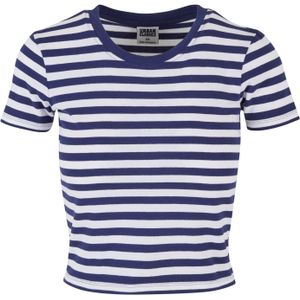 Urban Classics - Short Striped - Crop Top - Wit/Blauw - 100% Katoen