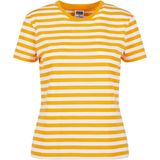 Urban Classics Dames T-Shirt Ladies Regular Striped Tee White/Dark Blue XS, wit/donkerblauw, XS