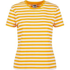 Urban Classics Dames T-Shirt Ladies Regular Striped Tee White/Dark Blue XS, wit/donkerblauw, XS