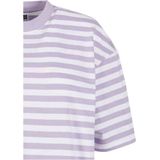 Urban Classics - Oversized Gestreepte Jurk - Wit/Poederpaars - Zacht Katoen