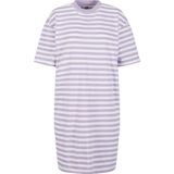 Urban Classics - Oversized Gestreepte Jurk - Wit/Poederpaars - Zacht Katoen