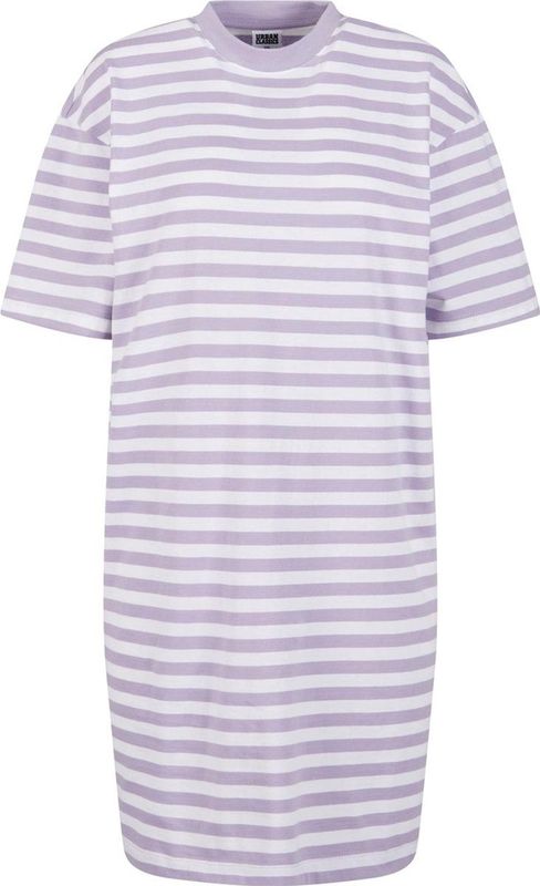 Urban Classics - Oversized Gestreepte Jurk - Wit/Poederpaars - Zacht Katoen