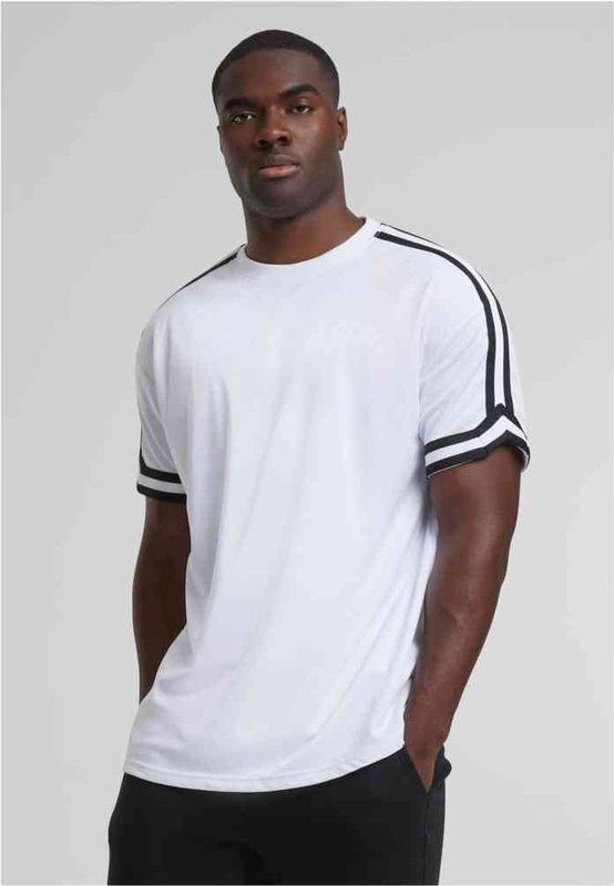 Urban Classics - Oversized Stripes Mesh Heren T-shirt - Wit