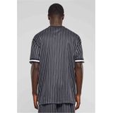 Urban Classics - Oversized Striped Mesh Heren T-shirt - Zwart Wit