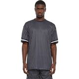 Urban Classics - Oversized Striped Mesh Heren T-shirt - Zwart Wit