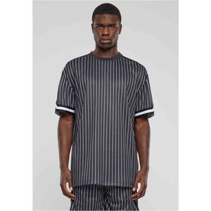 Urban Classics - Oversized Striped Mesh Heren T-shirt Zwart Wit