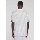 Urban Classics - Oversized Striped Mesh Heren T-shirt - Wit Zwart