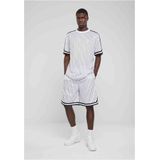 Urban Classics - Oversized Striped Mesh Heren T-shirt - Wit Zwart