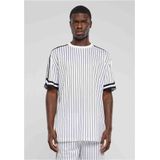 Urban Classics - Oversized Striped Mesh Heren T-shirt - Wit Zwart