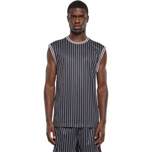 Urban Classics - Striped Mesh Tanktop - Zwart/Wit - 100% Polyester