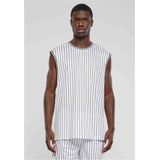 Urban Classics - Striped Mesh Tanktop - Wit/Zwart - Polyester