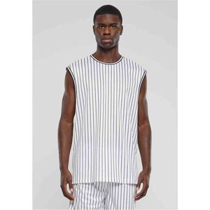 Urban Classics - Striped Mesh Tanktop - Wit/Zwart - Polyester