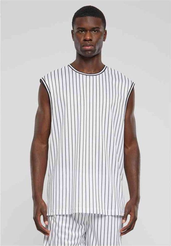 Urban Classics - Striped Mesh Tanktop - Wit/Zwart - Polyester