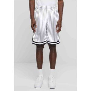 Urban Classics - Striped Mesh Korte broek - Wit/Zwart