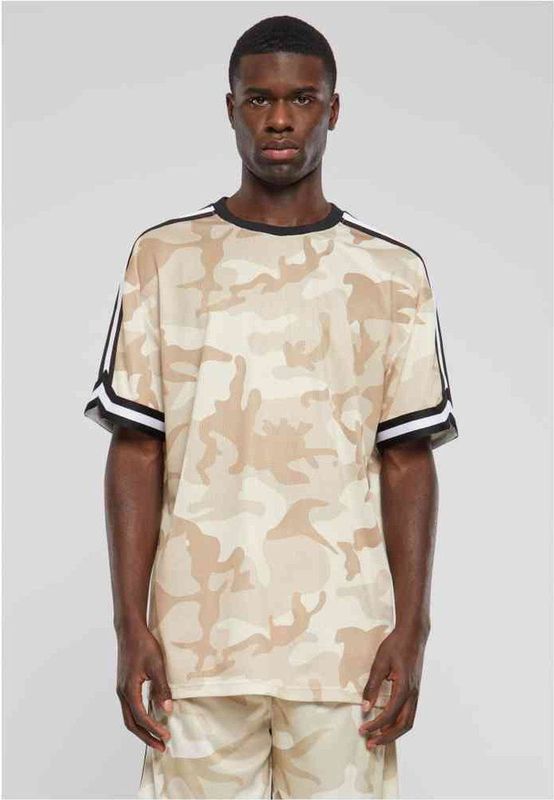 Urban Classics - Oversized Mesh All Over Print Sport T-shirt - Beige