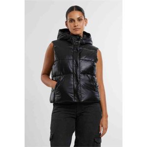 Urban Classics - Damesvest - Zwart - Gerecycled Nylon - Gewatteerd Met Capuchon