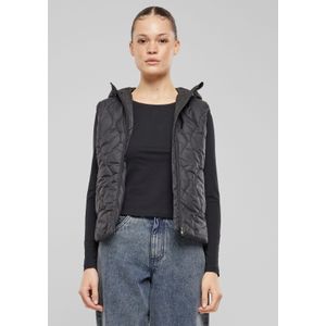 Urban Classics Super Light Puffer Vest voor dames, licht gewatteerd vest met capuchon, slim fit, zwart, XS