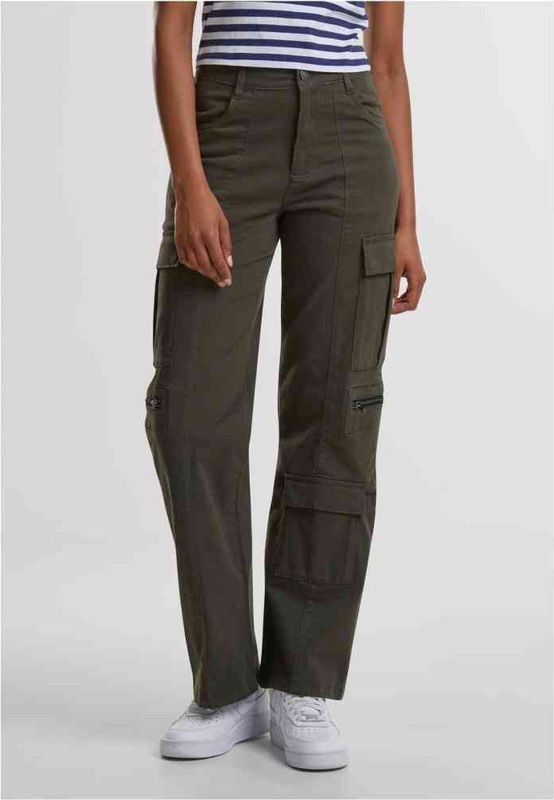 Urban Classics - Loose Utility Stretch Twill Cargobroek Olijfgroen