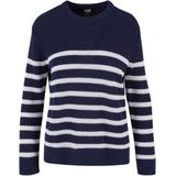 Urban Classics - Rib Striped Gebreide trui - Donkerblauw/Wit