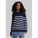 Urban Classics - Rib Striped Gebreide trui - Donkerblauw/Wit