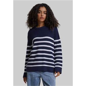 Urban Classics - Rib Striped Gebreide trui - Donkerblauw/Wit