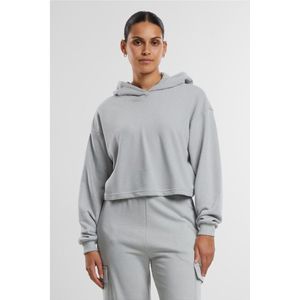 Urban Classics - Oversized Cropped Light Terry - Hoodie - Groen - 35% Katoen, 35% Biologisch Katoen, 30% Polyester