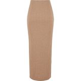 Urban Classics - Rib High Slit - Maxirok - Beige Gemêleerd - 7/8 Lengte - Slim Fit