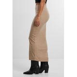 Urban Classics - Rib High Slit - Maxirok - Beige Gemêleerd - 7/8 Lengte - Slim Fit