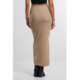 Urban Classics - Rib High Slit - Maxirok - Beige Gemêleerd - 7/8 Lengte - Slim Fit