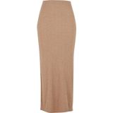 Urban Classics - Rib High Slit - Maxirok - Beige Gemêleerd - 7/8 Lengte - Slim Fit