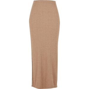 Urban Classics - Rib High Slit Lange rok - L - Beige