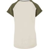 Urban Classics - Contrast Raglan Dames T-shirt - Beige Olijfgroen
