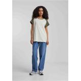 Urban Classics - Contrast Raglan Dames T-shirt - Beige Olijfgroen