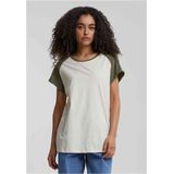 Urban Classics - Contrast Raglan Dames T-shirt - Beige Olijfgroen