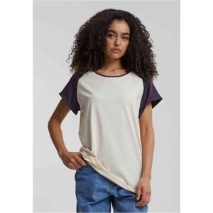 Urban Classics - Contrast Raglan Dames T-shirt - Beige Paars