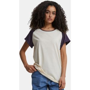 Urban Classics - Contrast Raglan Dames T-shirt Beige Paars