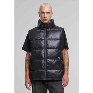 Urban Classics Gilet recyclé pour homme, gilet matelassé chaud avec col haut, gilet bouffant pour homme, Noir, M