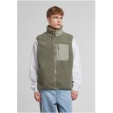 Urban Classics - Sherpa Vest - Palegreen - Herenvest met Hoge Kraag en Voorkant met Ritssluiting