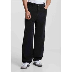 Urban Classics - Pantalon - Zwart - Corduroy - Stijl jaren 90 - Coupe ample
