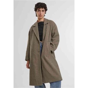 Urban Classics - Oversized Plaid Jas - S - Beige/Zwart