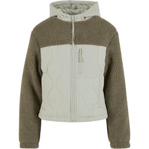 Urban Classics Tb7071-Ladies Sherpa Crinkle Nylon Mix Jacket Lichte Damesjassen (1 stuk), Palm groen (Stone Green)