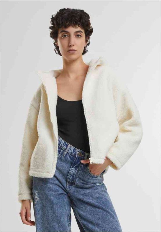 Urban Classics Short hooded Sherpa Jacket Gebroken wit