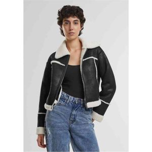 Urban Classics - Shearling Jacket - Zwart/Wit Zand - Duurzaam Polyester - Losse Pasvorm