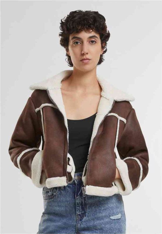 Urban Classics - Shearling Jacket   Bruin/Beige